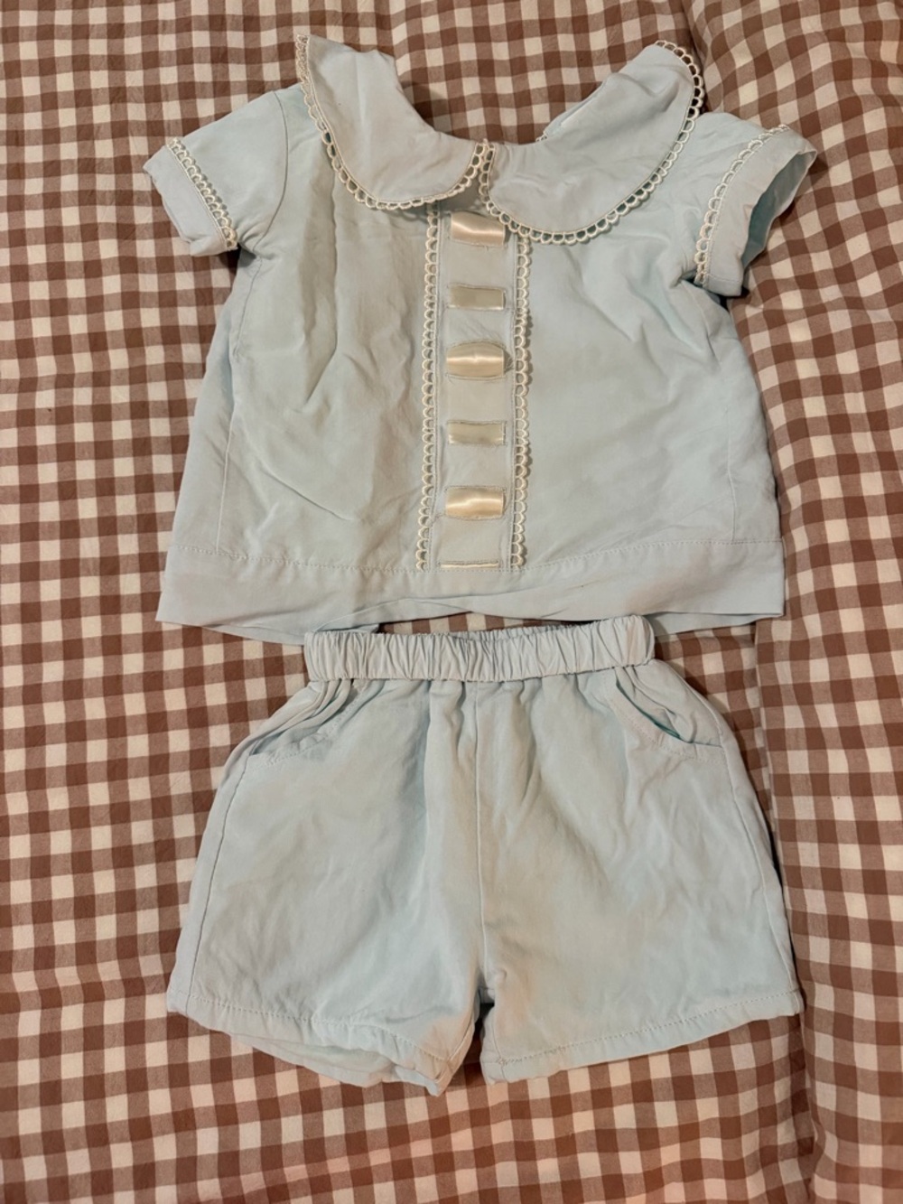 Stitchy Fish boy’s Shepard heirloom short set